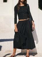 Cropped Button Top and Skirt