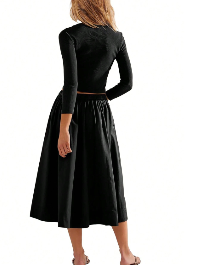 Cropped Button Top and Skirt