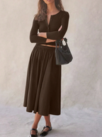 Cropped Button Top and Skirt
