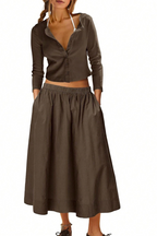 Cropped Button Top and Skirt