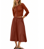 Cropped Button Top and Skirt