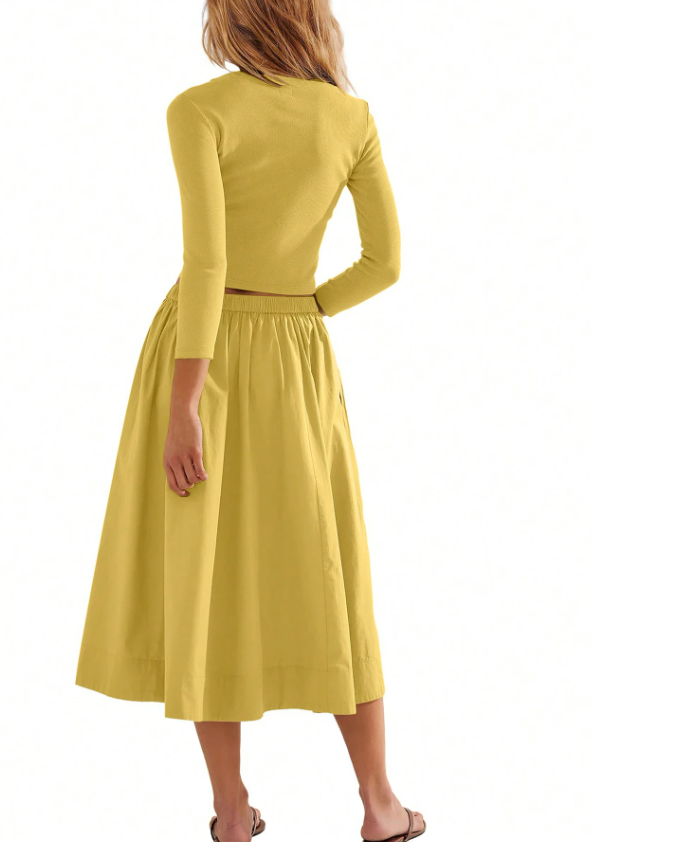 Cropped Button Top and Skirt