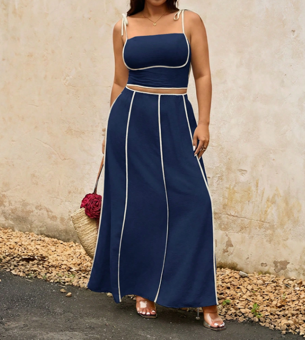 CURVES Elegantly Lined Top and Skirt