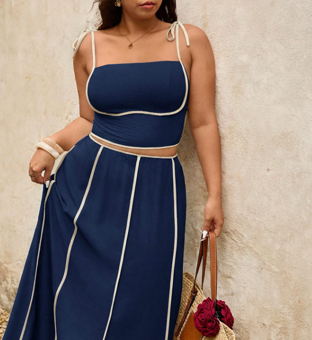 CURVES Elegantly Lined Top and Skirt