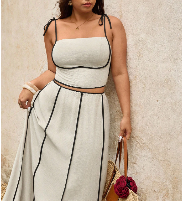 CURVES Elegantly Lined Top and Skirt