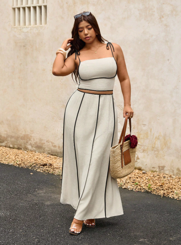 CURVES Elegantly Lined Top and Skirt