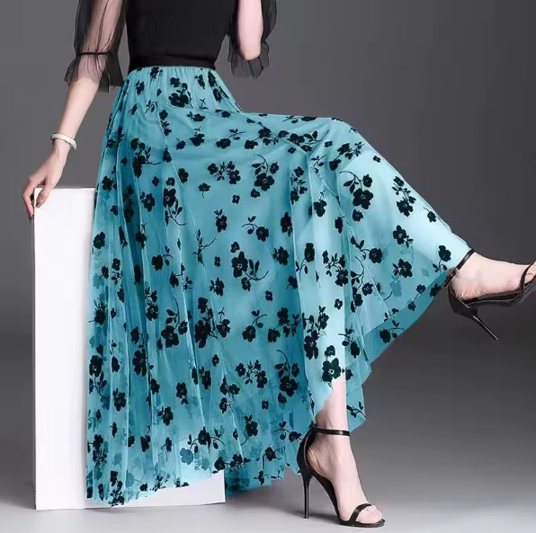 Floral Detailing Over Lace Skirt