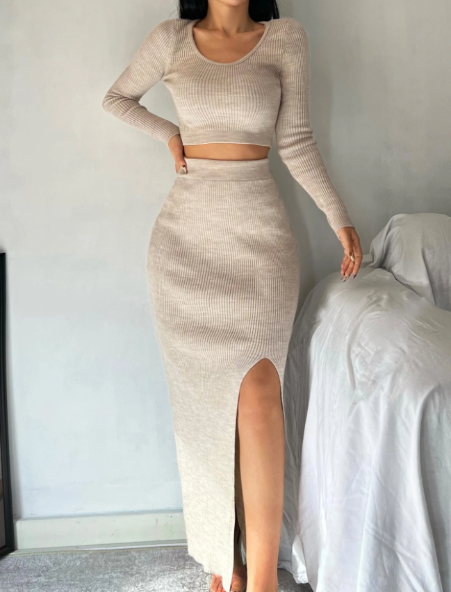 High Style Sweater Top and Skirt