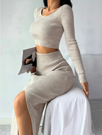 High Style Sweater Top and Skirt