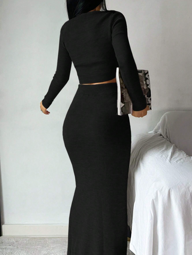 High Style Sweater Top and Skirt