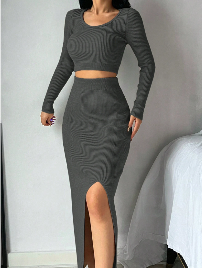 High Style Sweater Top and Skirt