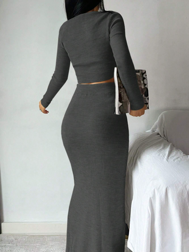 High Style Sweater Top and Skirt