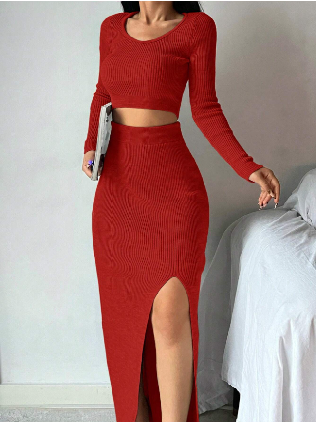 High Style Sweater Top and Skirt