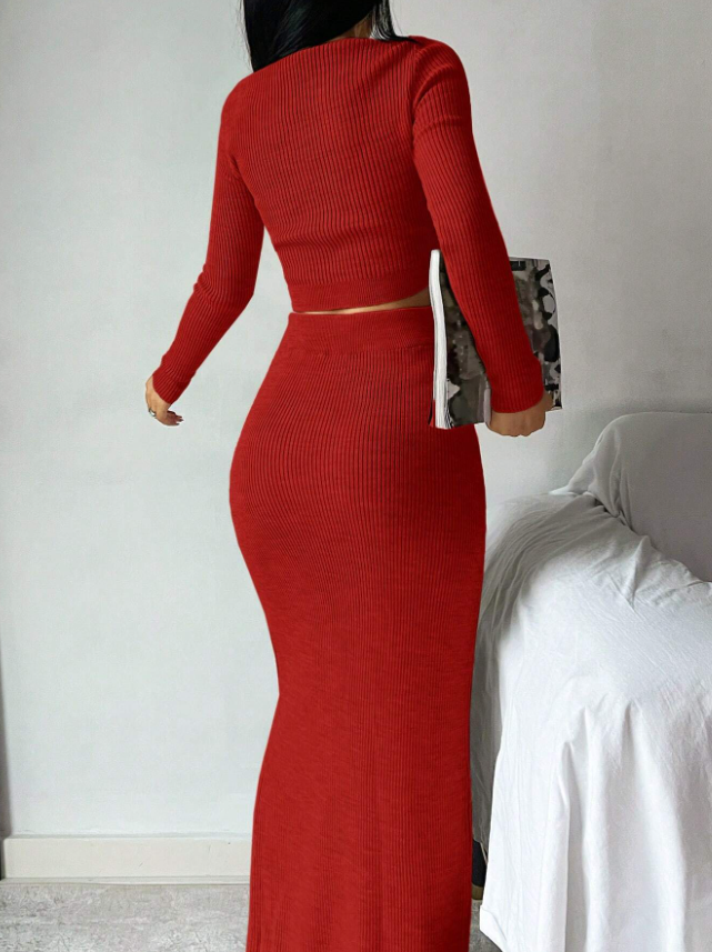 High Style Sweater Top and Skirt