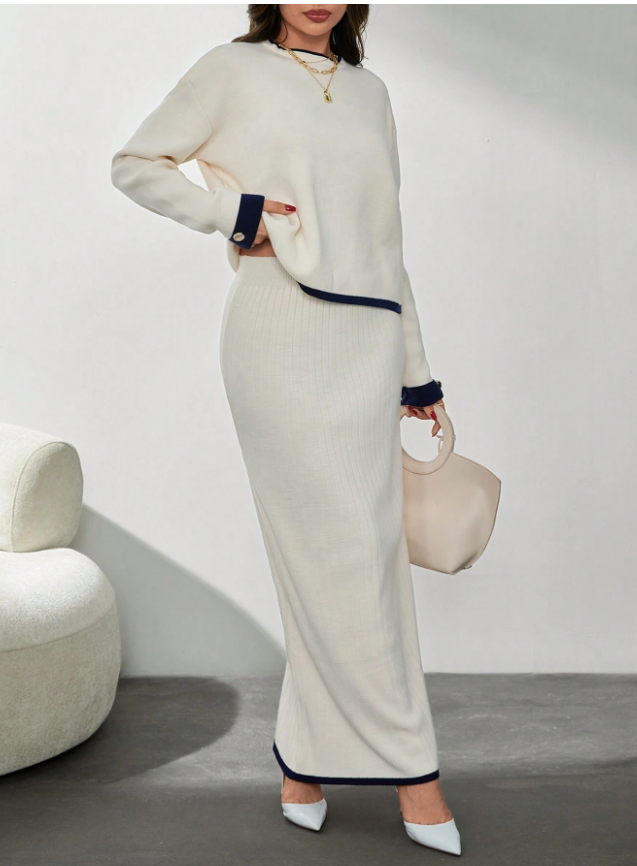 Softly Draped Knit Skirt and Top