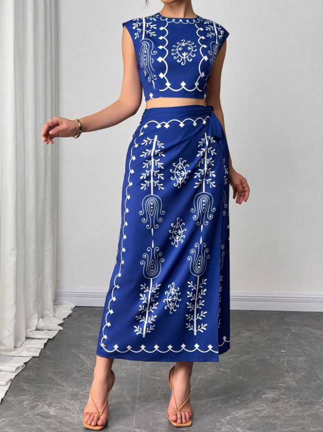 East Indian BohoChic Tribal Pattern Top and Skirt
