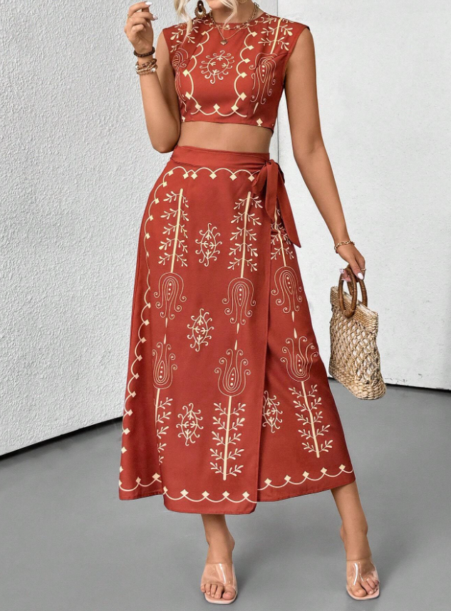 East Indian BohoChic Tribal Pattern Top and Skirt