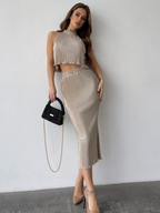 Open Top Design Pleated Skirt