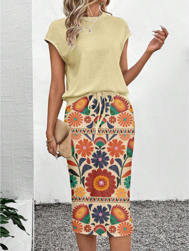 Flower Skirt & Tshirt OOTD