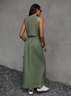 Dressy Sleeveless Vest Top & Skirt