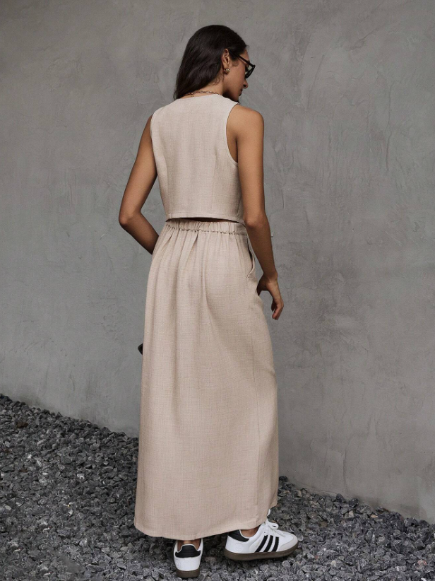 Dressy Sleeveless Vest Top & Skirt