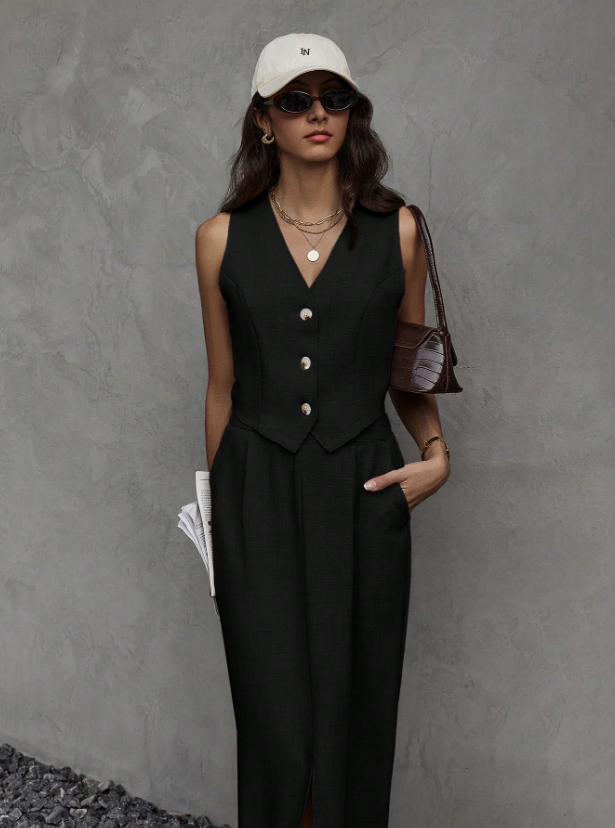 Dressy Sleeveless Vest Top & Skirt