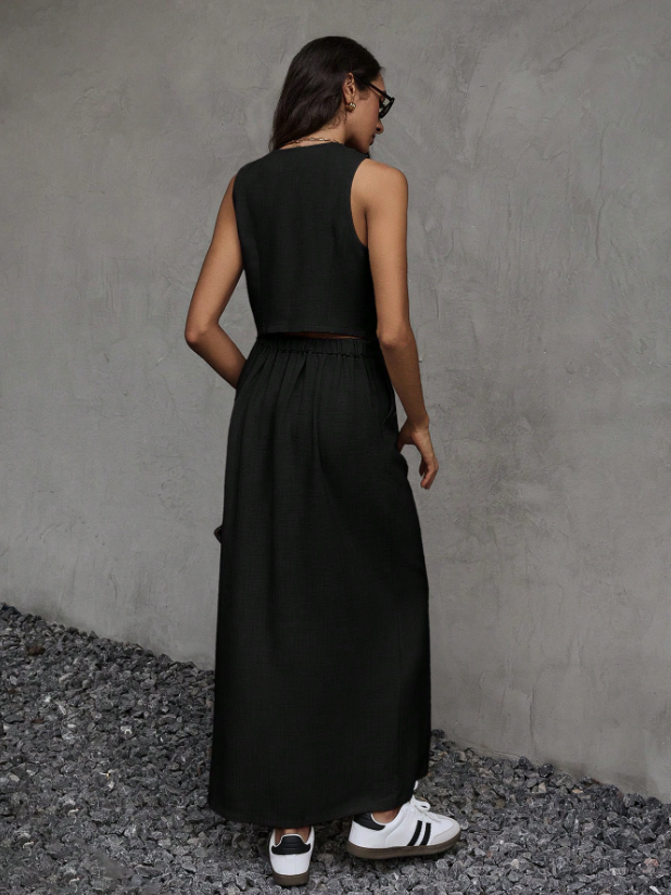 Dressy Sleeveless Vest Top & Skirt