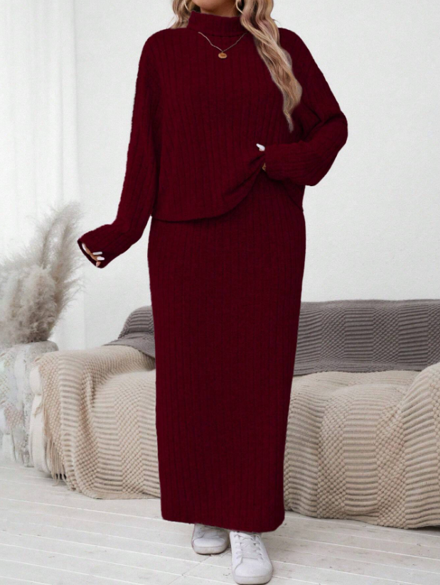 Turtle Neck Long Sleeve Set