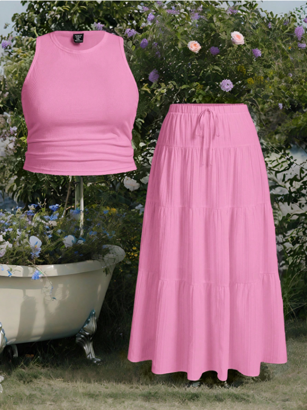 Basic Tank Top and Matching Skirt PLUS