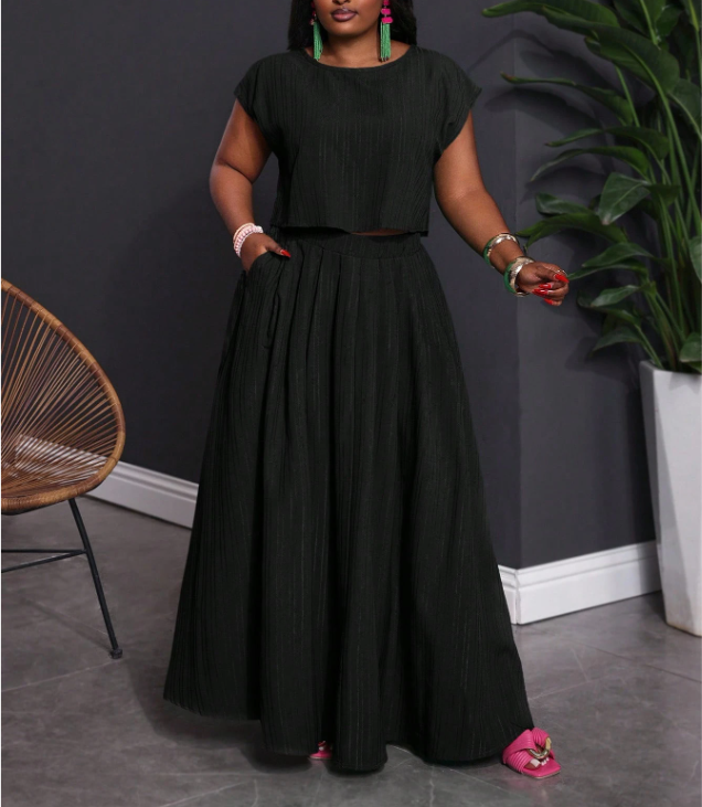 Textured Top and Skirt PLUS