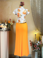 Floral Printed Top and Solid Skirt PLUS