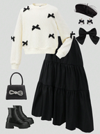 GIRLs Bowtie Sweater and Ruffle Skirt