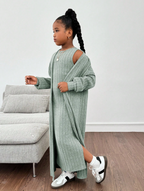 GIRLs Long Cardigan and Dress Set