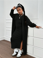 GIRLs Long Cardigan and Dress Set