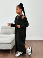 GIRLs Long Cardigan and Dress Set