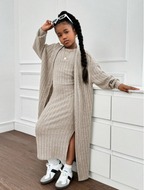 GIRLs Long Cardigan and Dress Set