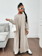 GIRLs Long Cardigan and Dress Set