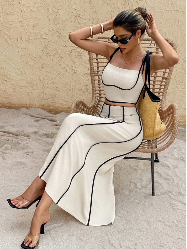 Elegantly Lined Skirt and Top