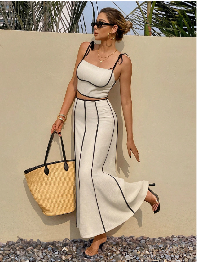 Elegantly Lined Skirt and Top