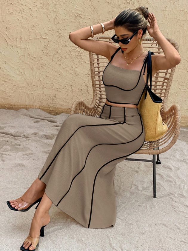 Elegantly Lined Skirt and Top