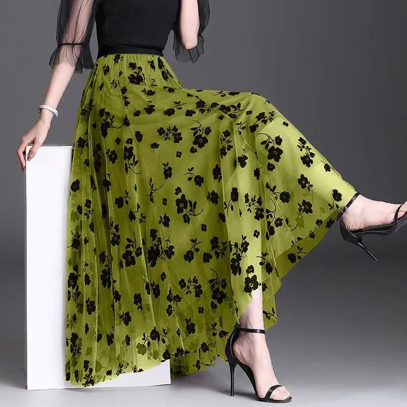 Floral Detailing Over Lace Skirt