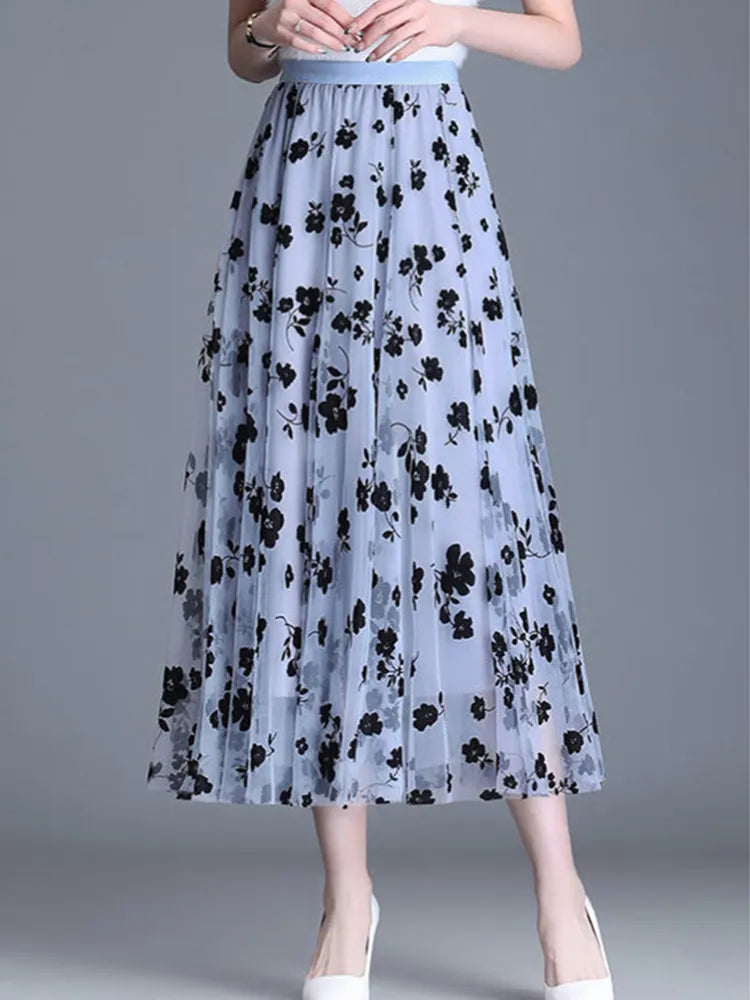 Floral Detailing Over Lace Skirt