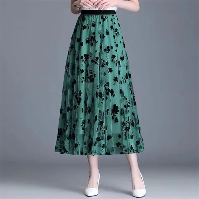 Floral Detailing Over Lace Skirt